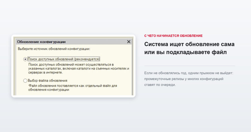 Выбор источника обновления 1С