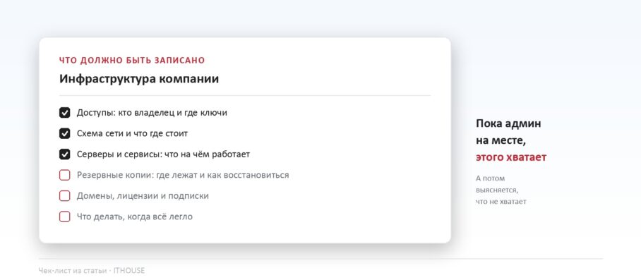 Что должно быть задокументировано
